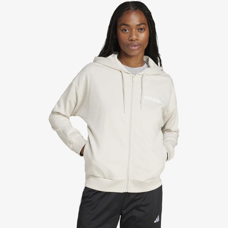 Leichte, bequeme Kapuzenjacke in hellbeige mit Taschen und hochwertigem Reißverschluss, sportlicher Casual-Look