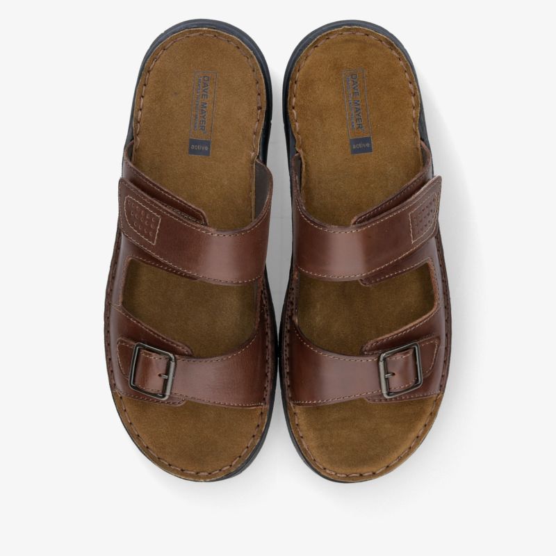 Braune Ledersandalen mit verstellbaren Schnallen, komfortabel und offen, ideal für Freizeit und Alltag