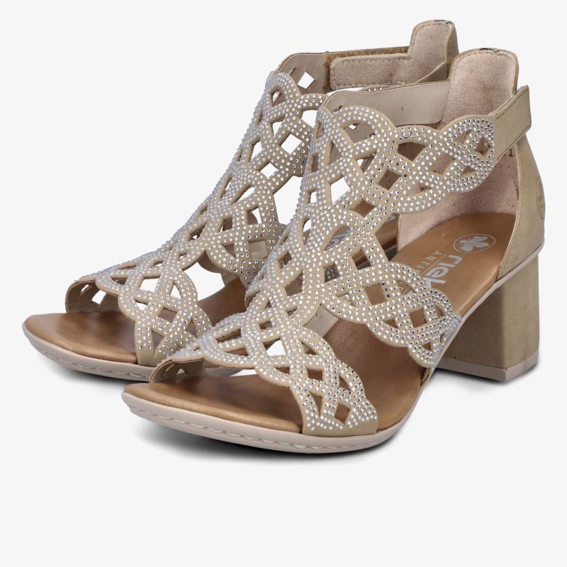 Elegante Sandalen mit modischem durchbrochenem Muster und bequemem Blockabsatz perfekt für sommerliche Anlässe
