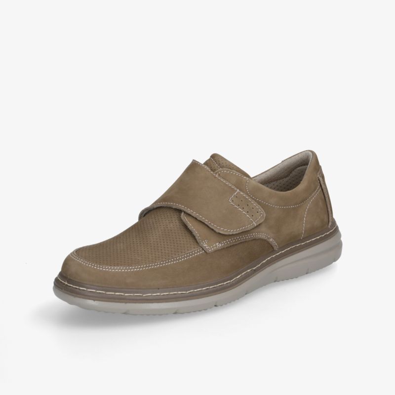 Bequemer brauner Schuh mit praktischem Klettverschluss, rutschfester Sohle und atmungsaktivem, flexiblem Material