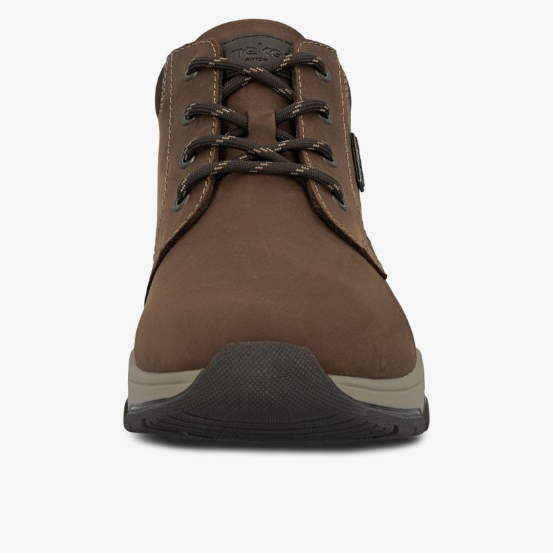 Brauner Sneaker mit komfortabler Sohle und modischem Design in Frontansicht