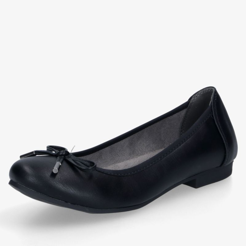 Schwarzer Ballerina in eleganter Form mit weichem Material und dekorativer Schleife für täglichen Komfort