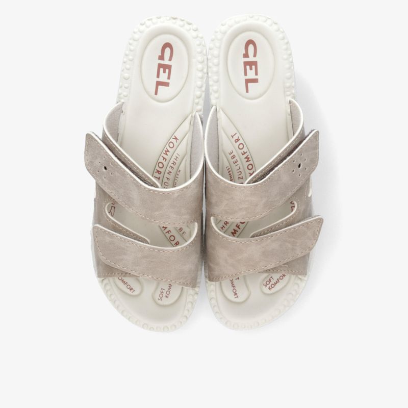 Bequeme Sandale mit GEL-Dämpfung, weichem Fußbett und verstellbaren Riemen in hellem Beige