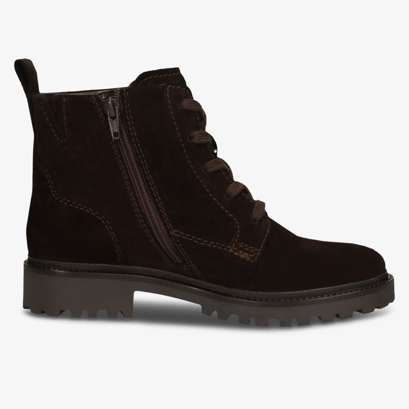 Robuster Schnürstiefel aus Veloursleder mit Profilsohle und praktischem seitlichem Reißverschluss