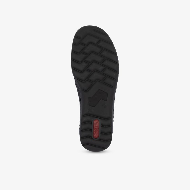 Robuste schwarze Schuhsohle mit rutschfestem Profil für sicheren Halt und langlebige Outdoor-Nutzung