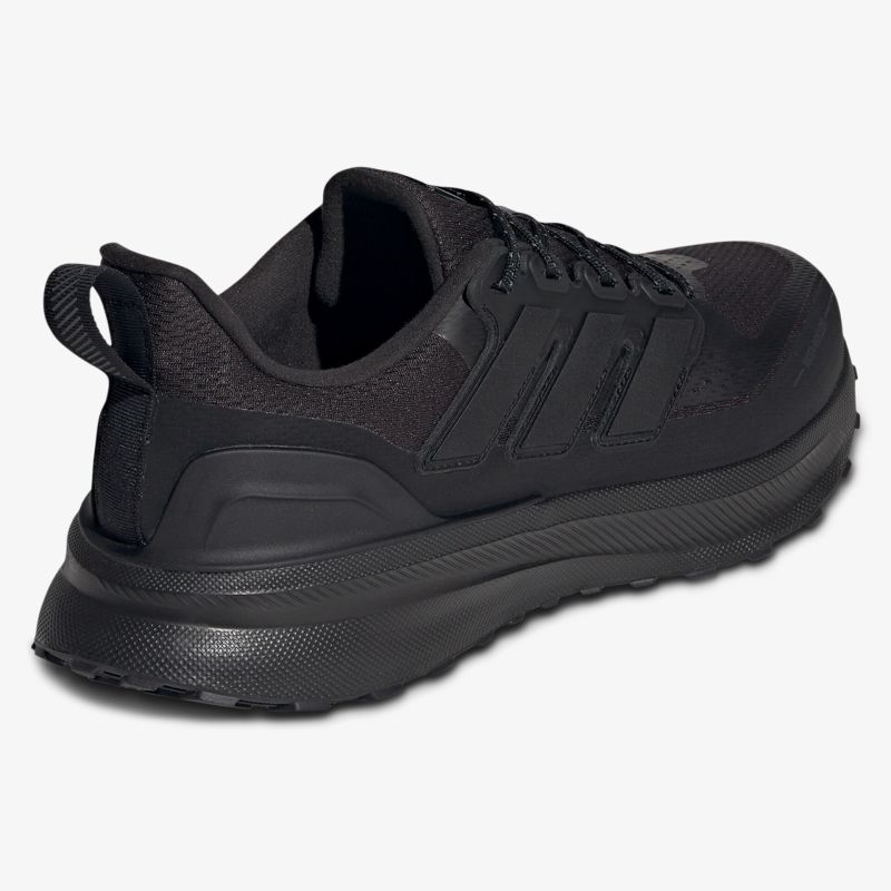 Schwarzer sportlicher Schuh mit robuster Sohle und bequemem gepolstertem Innenfutter, langlebig und vielseitig einsetzbar