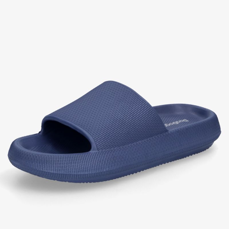 Blauer bequemer Schlupfschuh mit gepolsterter Innensohle und rutschfester Sohle, ideal für Pool und Freizeit