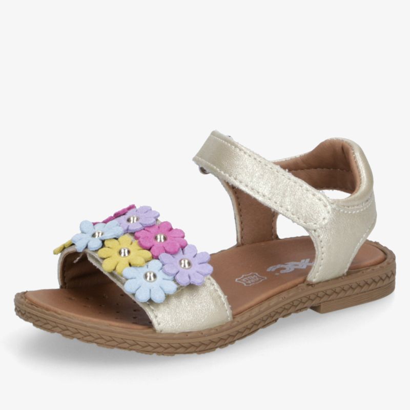Helle Sandale mit bunten Blumen, verstellbarem Klettverschluss und flexibler Sohle für hohen Tragekomfort
