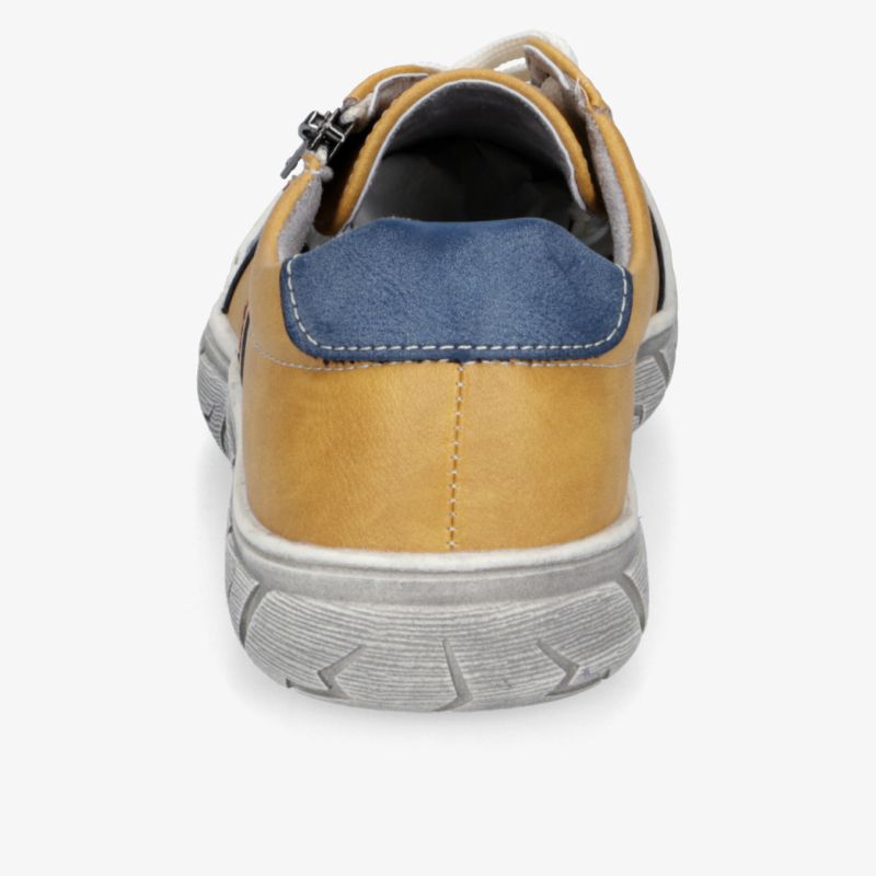 Moderner Freizeit-Schuh in Braun und Blau mit gepolsterter Ferse und robuster, rutschfester Sohle