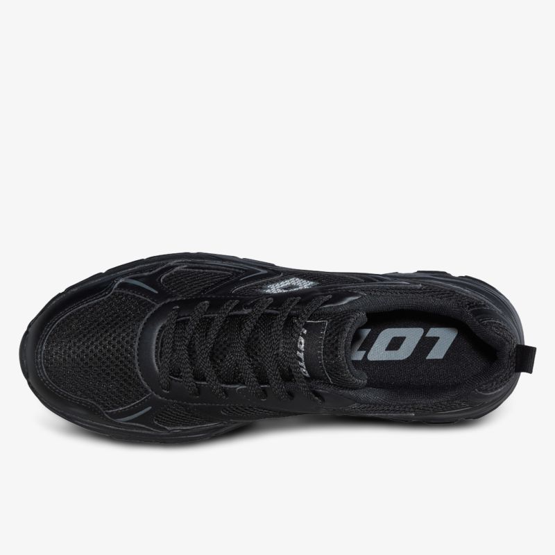 Hochwertiger schwarzer Schuh mit atmungsaktivem Material und bequemer Passform von oben
