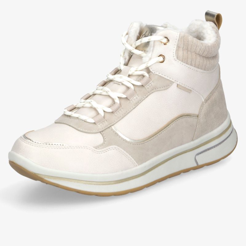 Beiger Sneaker mit atmungsaktivem Material und bequemer, gepolsterter Innensohle für optimalen Tragekomfort