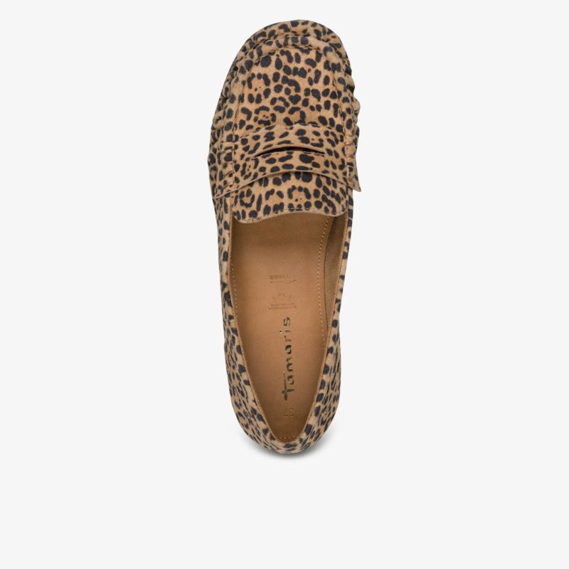 Bequemer Leo-Print Loafer mit runder Schuhspitze und flachem Absatz in modischem Design
