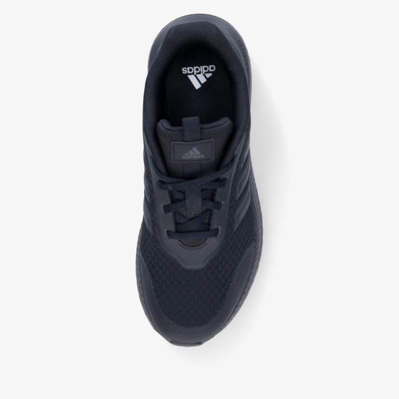 Schwarzer Sneaker aus atmungsaktivem Mesh mit bequemer Polsterung und flexibler, langlebiger Sohle, Draufsicht