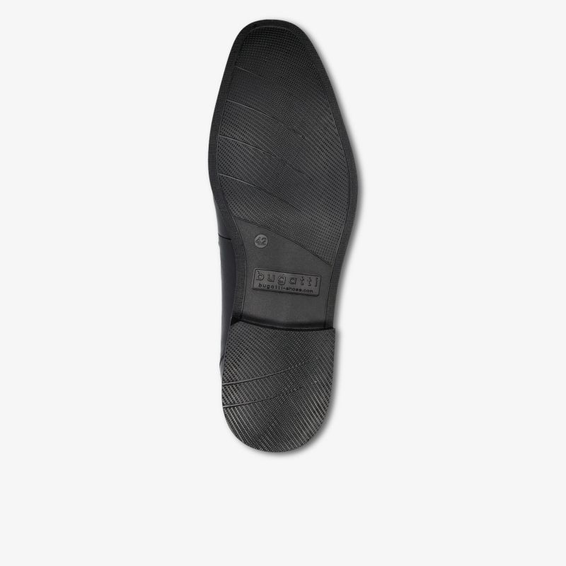 Robuste schwarze Schuhsohle mit strukturierter Oberfläche für optimalen Halt und Langlebigkeit