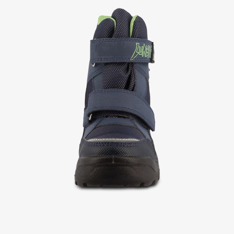 Robuster Schuh mit hohem Schaft und Klettverschluss, stabile und rutschfeste Sohle, ideal für sicheren Halt