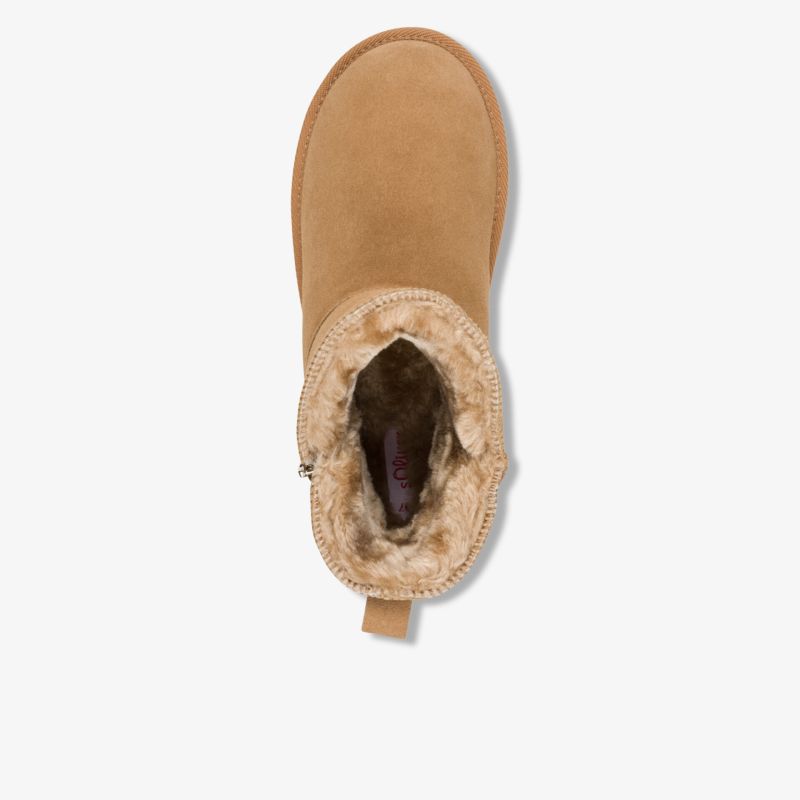 Bejefarbener Winterstiefel mit weichem Innenfutter und rutschfester Sohle für optimalen Komfort