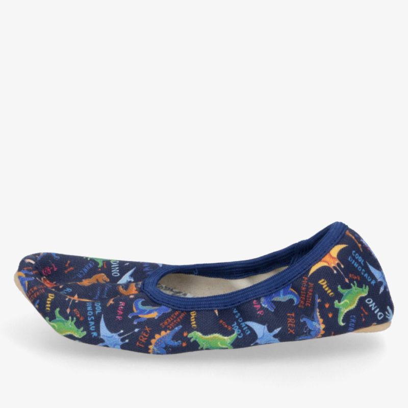 Bequemer Ballerina mit farbenfrohem Dinosaurier-Motiv, flexiblem Material und rutschfester Sohle für angenehmen Tragekomfort