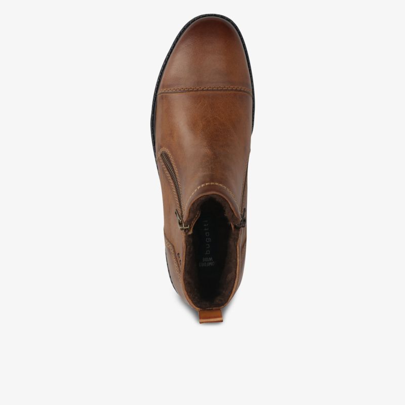 Brauner Lederstiefel mit Reißverschluss in eleganter und robuster Ausführung, komfortabel für Freizeit und Alltag
