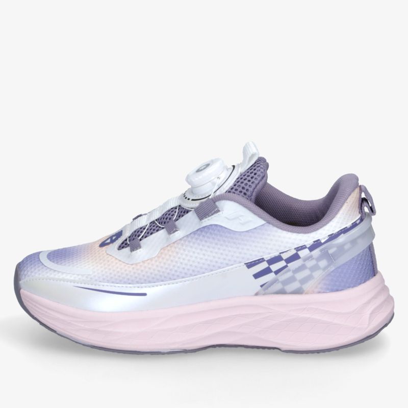 Leichter Laufschuh in Pastellfarben mit atmungsaktivem Material und komfortabler Polsterung, seitliche Ansicht