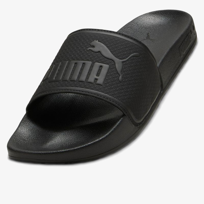 Schwarze Puma Badelatschen mit markantem Logo, komfortabel und leicht für Freizeit und Alltag