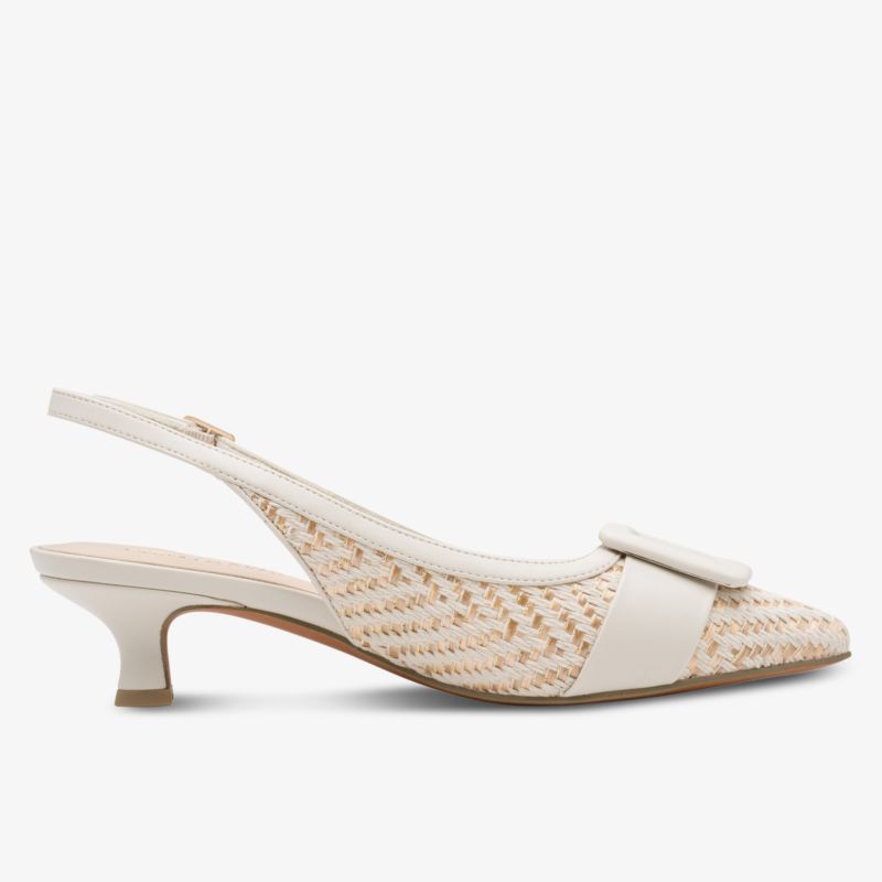 Eleganter Schuh mit spitzem Zehenbereich und niedrigem Absatz, feines Muster für stilvollen Auftritt