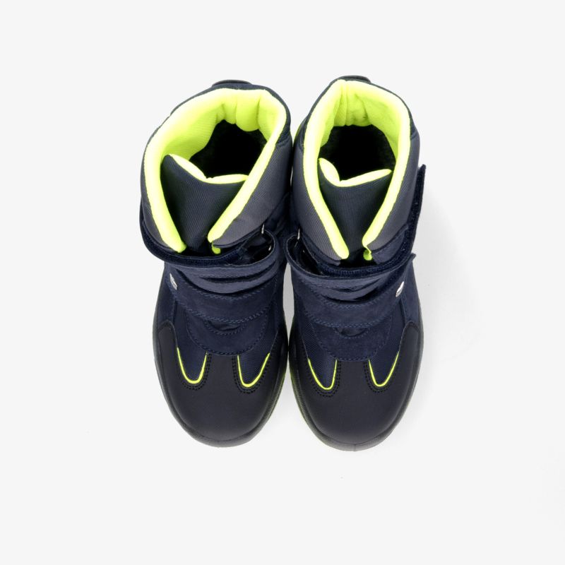 Robuste und atmungsaktive Sportschuhe in Blau mit gelber Innenausstattung, bequem und gepolstert