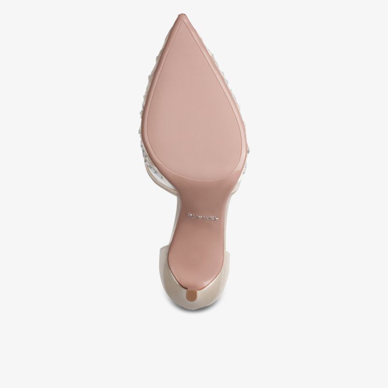 Draufsicht auf elegante spitze Schuhsohle mit glatter Oberfläche und feinem Design