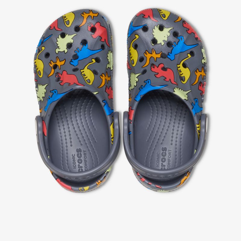 Farbenfrohe und bequeme Schuhe mit Dinosaurier-Design und rutschfesten Sohlen.
