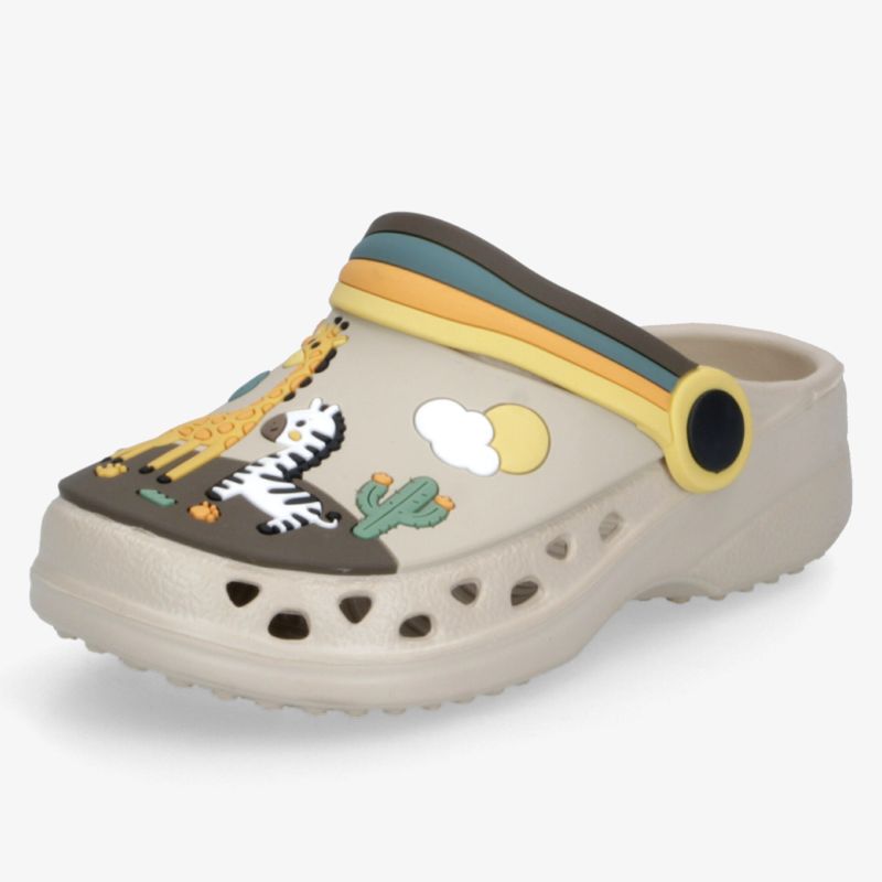Bequemer, leichter Crocs-ähnlicher Schuh mit luftdurchlässigen Löchern und dekorativen Elementen
