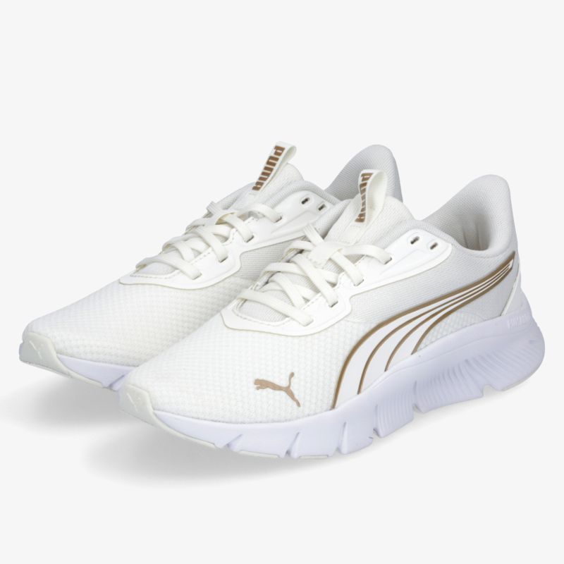 Moderne weiße Sneaker mit goldenem Akzent, ideal für Sport und Freizeit, zeitloses Design