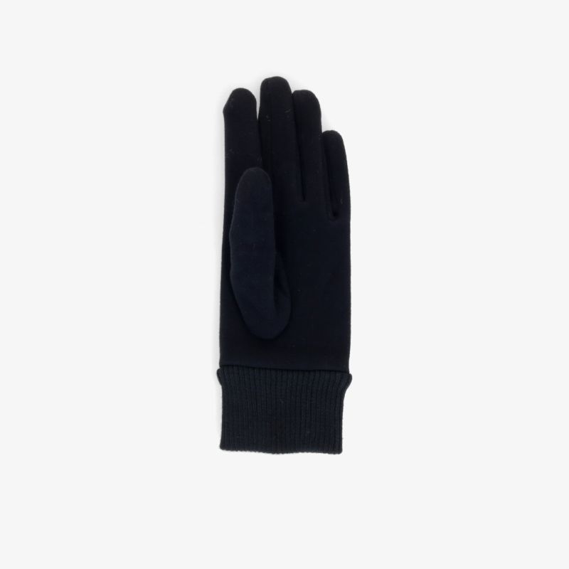 Eleganter schwarzer Handschuh in Frontansicht, warm und elastisch, bietet hohen Tragekomfort