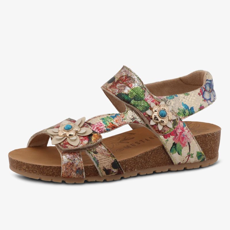 Schicke Sandale mit verstellbaren Riemen und floralem Muster, komfortables Fußbett und rutschfester Sohle