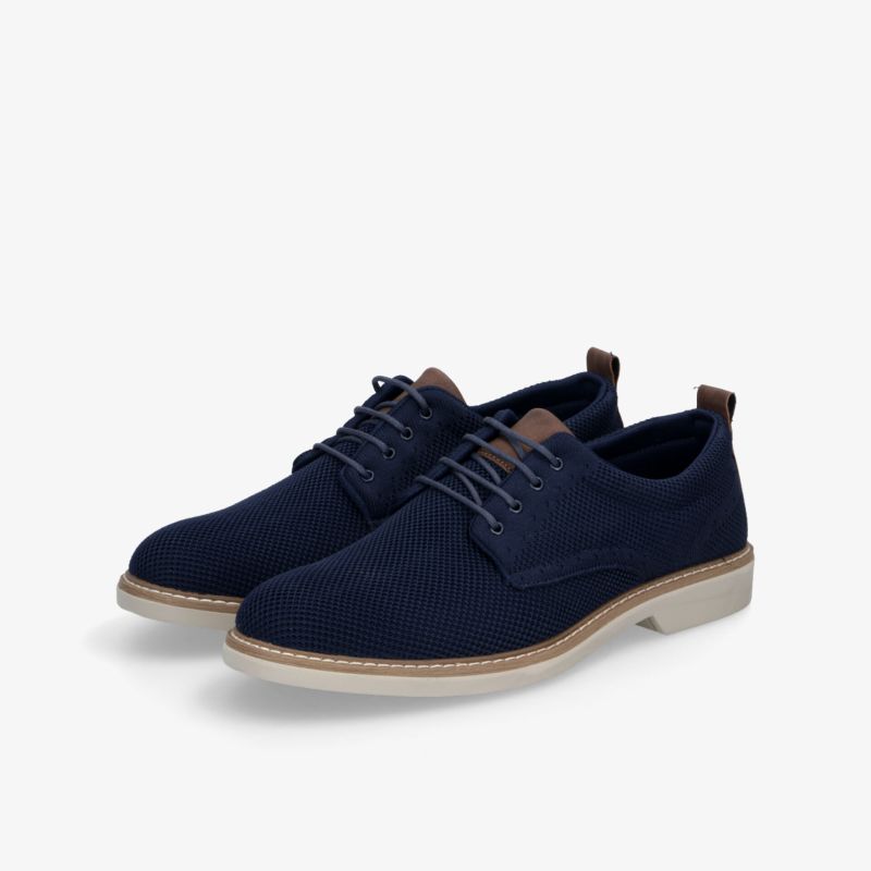 Elegantes Paar dunkelblauer Schnürschuhe mit atmungsaktivem Material und komfortabler Passform im modernen Design