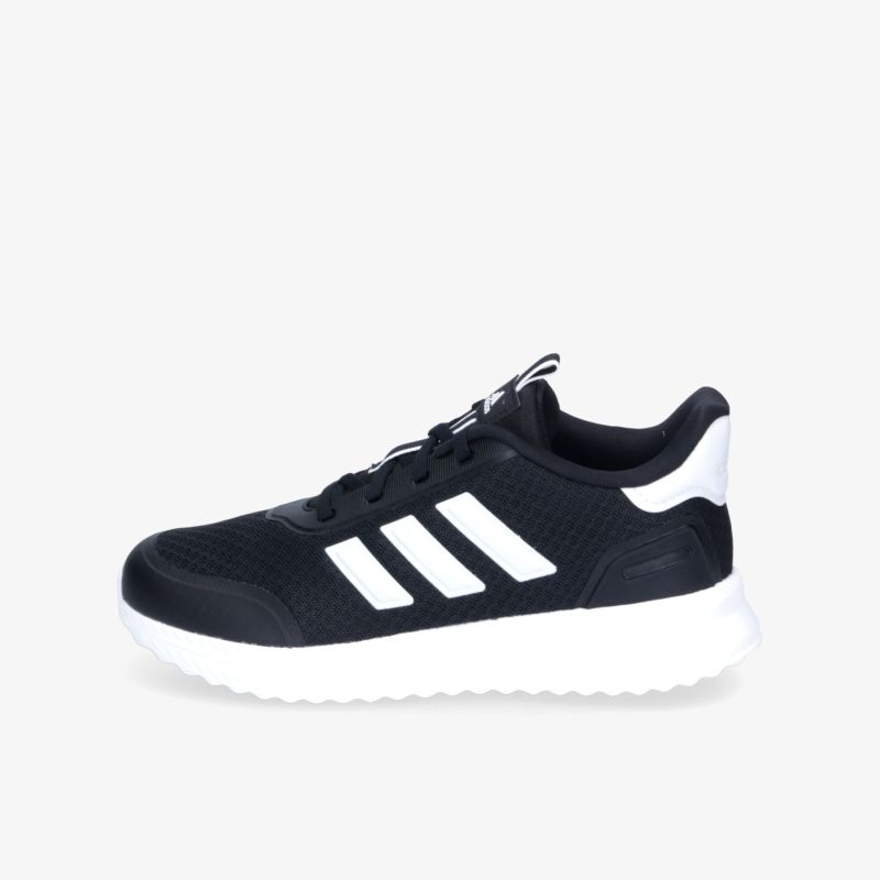 Schwarzer Sneaker mit weißer Sohle, leichter Komfort und sportliches Design, klare seitliche Ansicht
