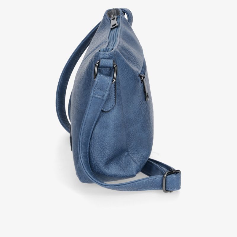 Elegante blaue Ledertasche mit verstellbarem Riemen und Reißverschluss, praktische kompakte Form, robustes Material