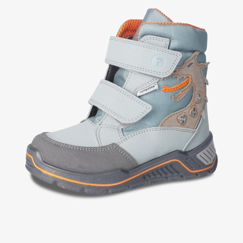 Warmer Kinderstiefel mit robustem zweifarbigen Material, Klettverschluss und rutschfester Sohle für sicheren Halt