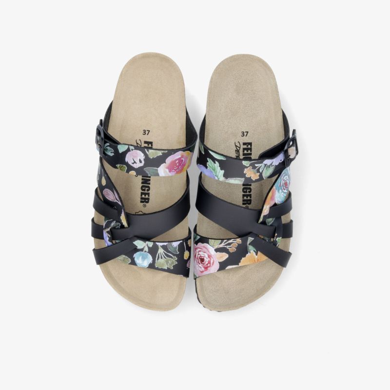 Bequeme Sandalen mit floralem Muster, verstellbaren Riemen und weichem Fußbett für angenehmen Tragekomfort