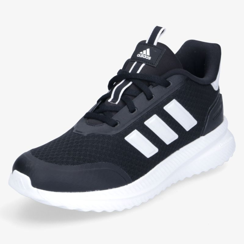 Schwarz-weißer Sportschuh mit atmungsaktivem Mesh und bequemer Dämpfung, ideal für sportliche Aktivitäten