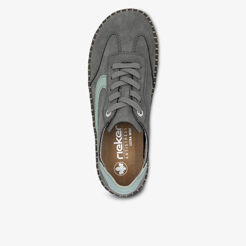 Bequemer, robuster Schnürschuh mit gepolstertem Innenfutter und modischem Design in Draufsicht