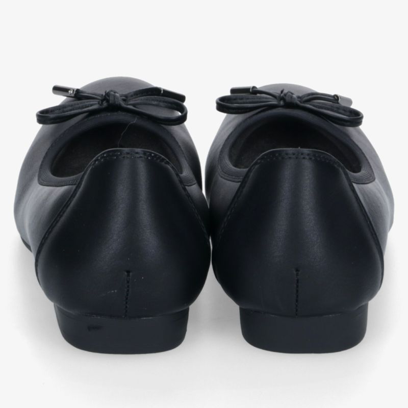 Schwarze Ballerinas mit Schleifen-Detail, klassische und elegante Rückansicht, bequem und hochwertig verarbeitet