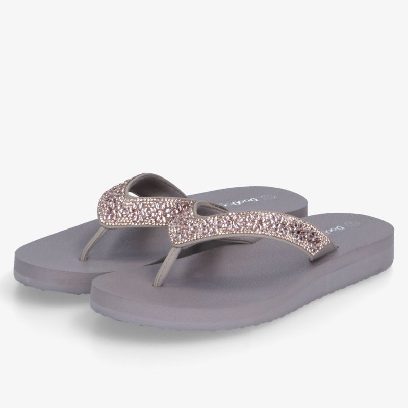 Bequeme Flipflops mit weicher Sohle und flexiblem, rutschfestem Material, modisch mit rosa Glitzerdetail