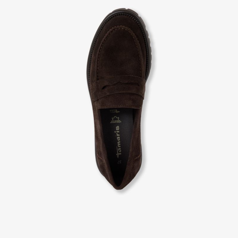 Eleganter dunkelbrauner Veloursleder-Loafer in klassischer Form mit bequemer Passform