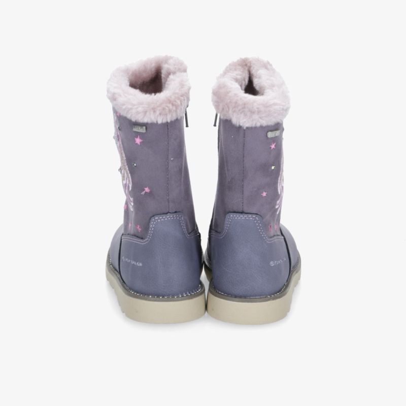 Winterstiefel in Grau mit weichem Futter und robuster, rutschfester Sohle, Rückansicht als Paar