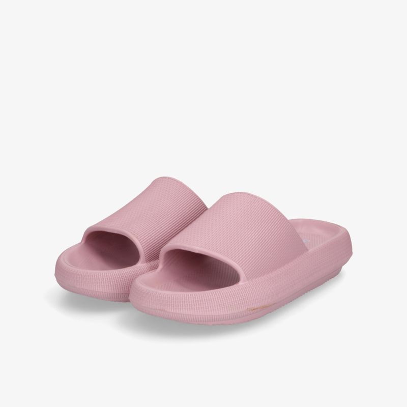 Leichtes und bequemes Paar rosa Badelatschen mit gepolsterter Sohle und einfachem Slip-On-Design
