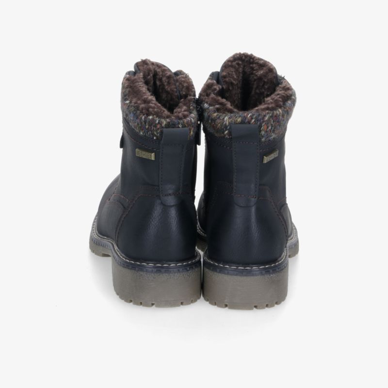Robuste Winterstiefel in Navy mit warmem Fellfutter und rutschfester Sohle, ideal für kalte Tage