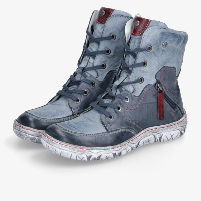 Moderne blaue Stiefeletten mit robuster Sohle, bequemem Sitz und praktischem Reißverschluss für vielseitigen Tragekomfort