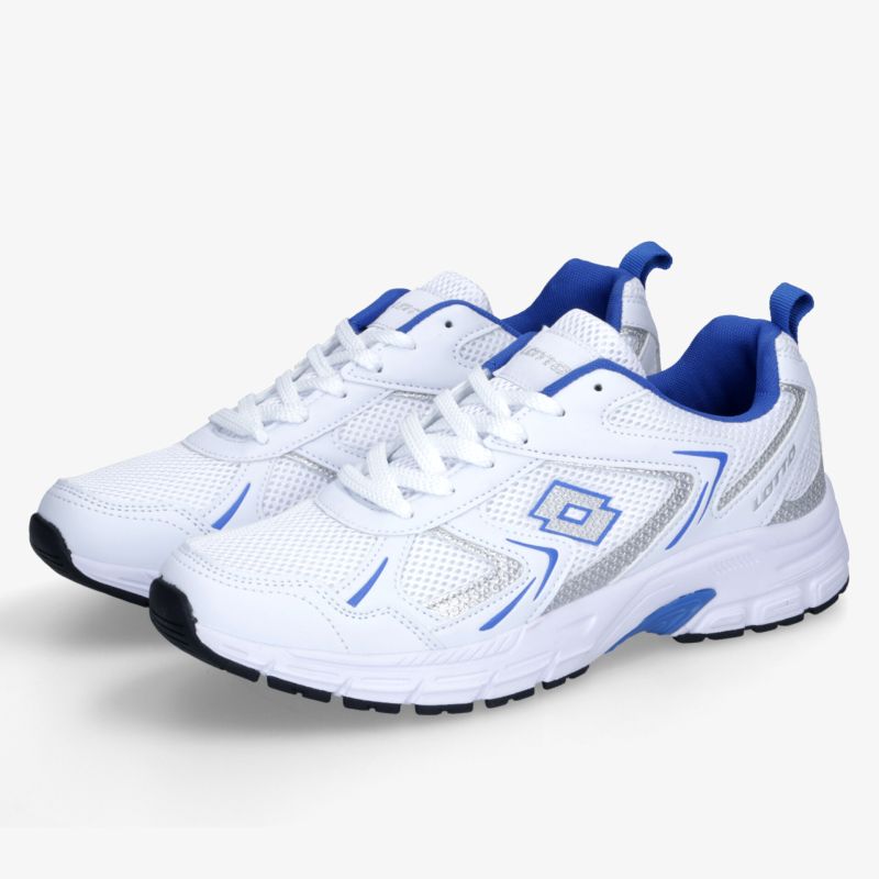 Weißer leichter Sportschuh im Paar mit atmungsaktivem Material und rutschfester Sohle für optimalen Komfort