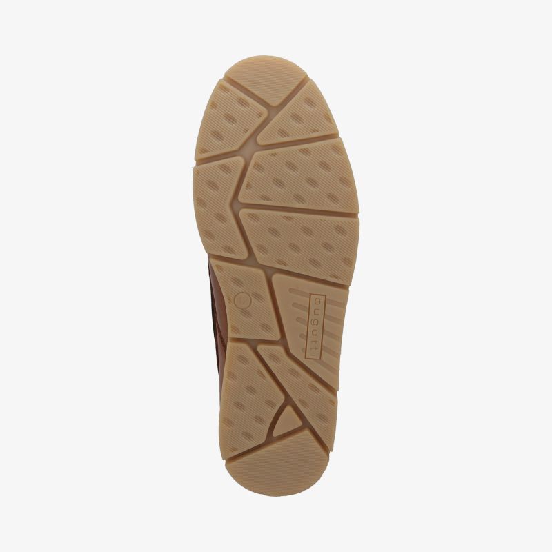 Braune Schuhsohle mit griffigem rutschfestem Profil und flexibler, robuster Gummistruktur