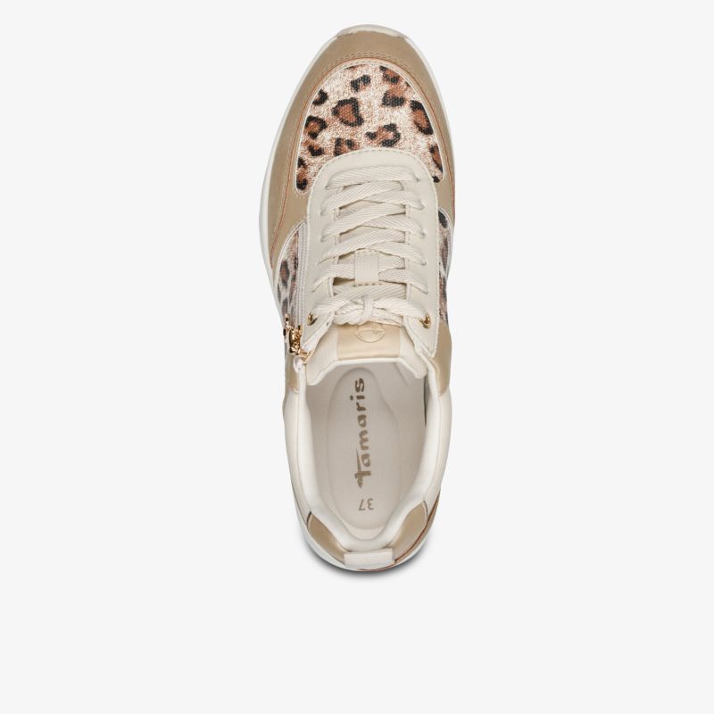 Bequemer Sneaker mit modischem Leopardenmuster, atmungsaktiv und langlebig, Draufsicht von oben