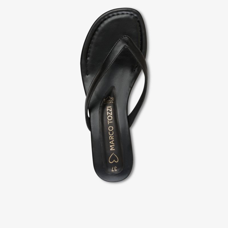 Schwarzer Leder-Flipflop mit weichem Fußbett und stylischem Riemen für hohen Tragekomfort